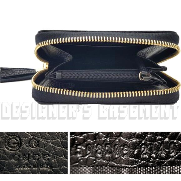GUCCI black leather Mini SOHO Interlocking G Bamboo Tassel zip around wallet NIB - Picture 4 of 8